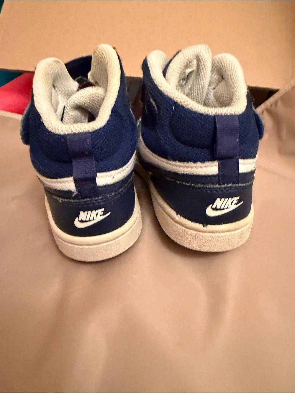 Nike Kids High-Top Sneakers in Navy and White